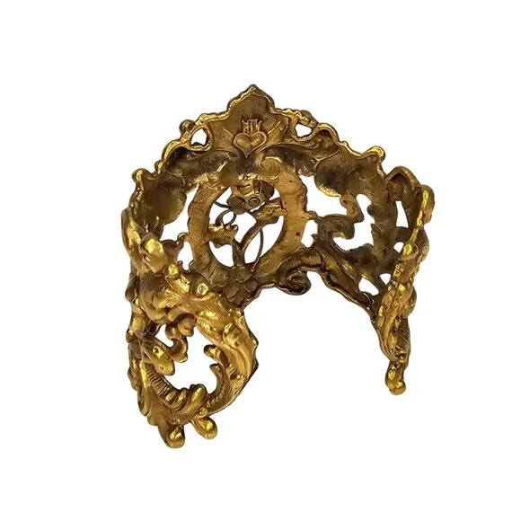 VIRGINS SAINTS & ANGELS "Archangel" Vintage Gold-Tone Rose Crystal Cuff - Picture 5 of 7